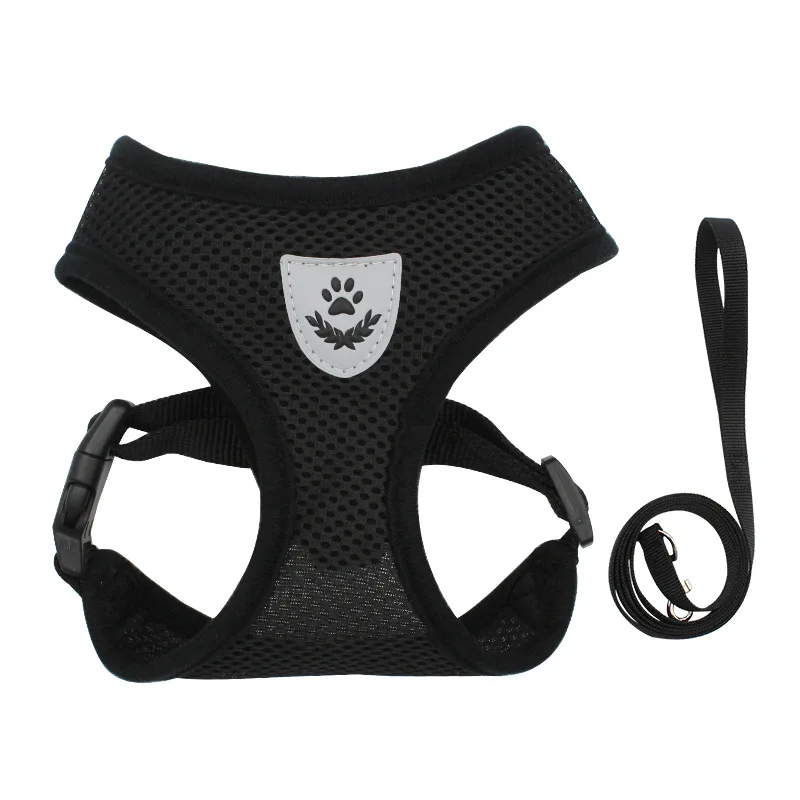 Harnais d'été pour chien et chat, laisse réglable, gilet en maille polyester respirante, harnais réfléchissant pour petit chien et chat_voghion.com