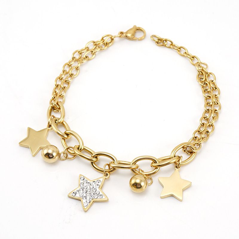 Bracelet étoile tendance en acier inoxydable 2025 pour femme, bijou polyvalent en acier titane_voghion.com