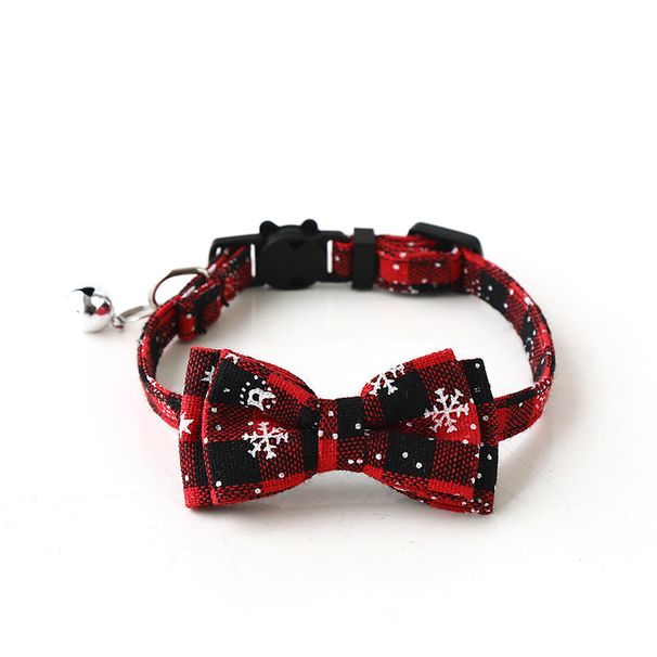 2021 Christmas Series Pet Snowflake Bow Dog Collar Cat Strap Cross-Border Hot Sale_voghion.com