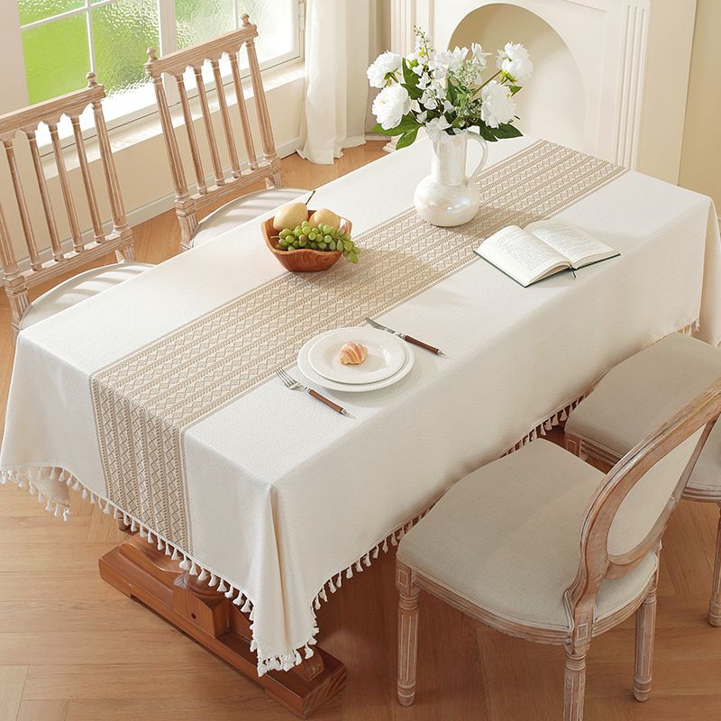 New Nordic Style Fabric Tablecloth Cotton And Linen Table Cloth Christmas Fringed Table Mat_voghion.com