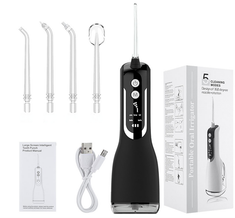 Munddusche, wiederaufladbarer USB-Wasserflosser, tragbarer Dental-Wasserstrahl, 5 Modi, Smart-Display, wasserdichter Zahnreiniger_voghion.com