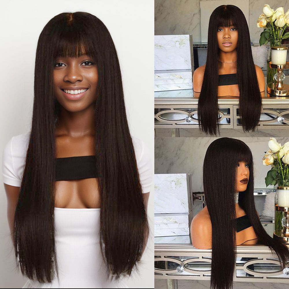 Naturaalne parukas täieliku tukkusega keemilisest kiust kõrge temperatuuriga siidist paruka peakate_voghion.com