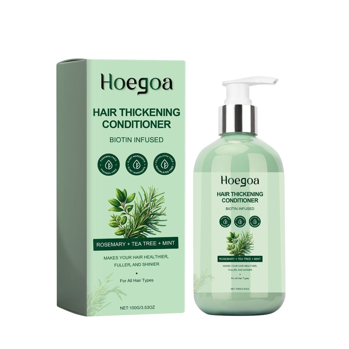 Acondicionador de romero Hoegoa para hidratación profunda, reparación, planchado, teñido y cabello seco y encrespado con cuidado de colas abiertas._voghion.com