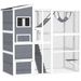 PawHut Large Wooden Catio Outdoor, Cat Enclosure W/ 4 Tier Resting Rooms, 3 Platforms, 1 Soft Ladder, 2 Ramps, 1 Hammock, Gray_voghion.com
