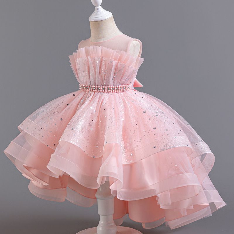 ​​Girls' Princess Dress - Flower Embroidery Tulle Ball Gown With Train | Flower Girl Formal Dress_voghion.com