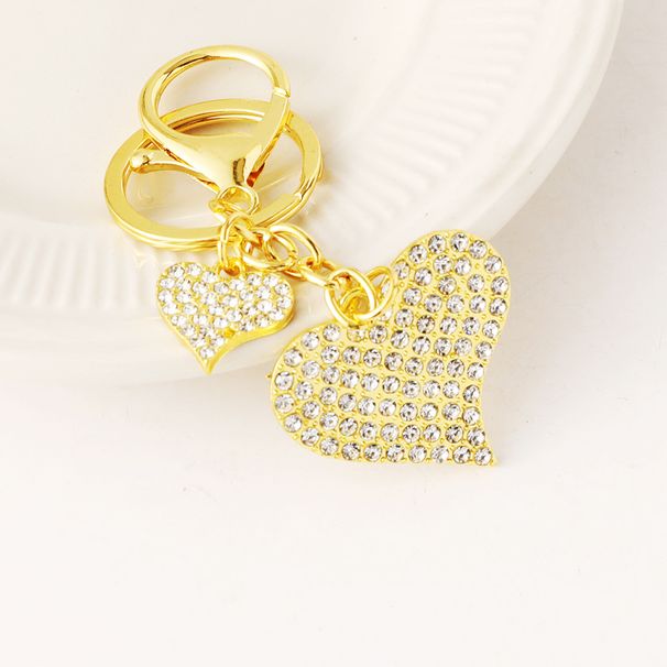 Porte-clés pendentif en forme de cœur incrusté de diamants pour voiture, petit cadeau créatif_voghion.com