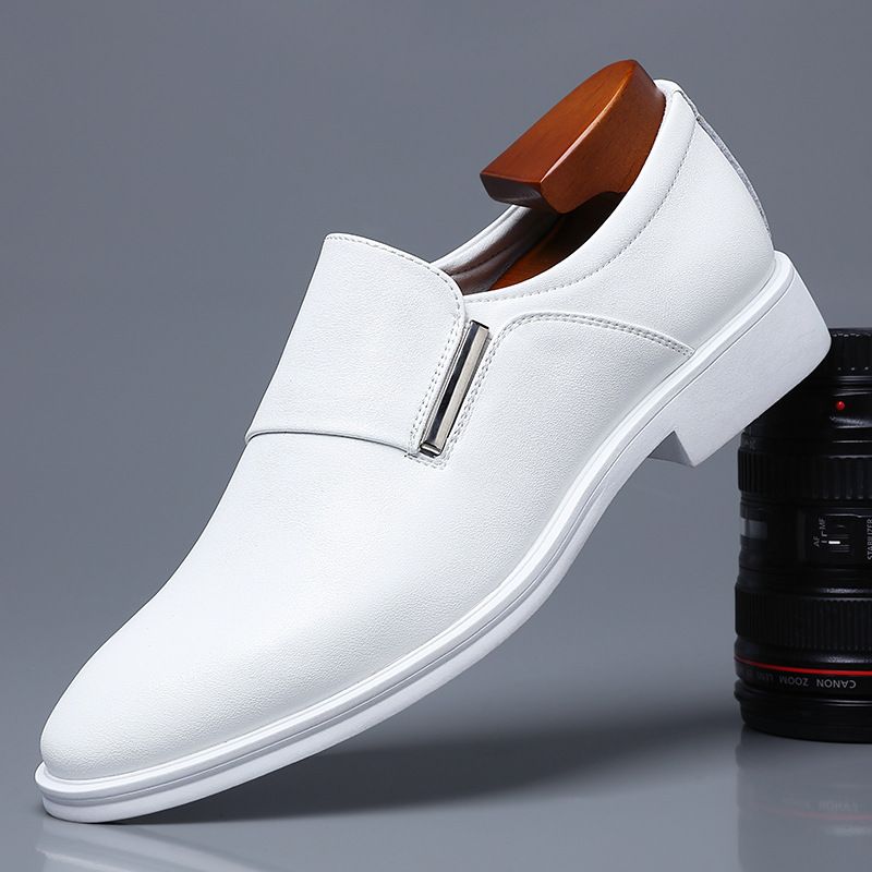 Herren Abendschuhe Herren Britisches Leder Spitz Jugend Lederschuhe Weiße Schuhe Einzelschuhe_voghion.com
