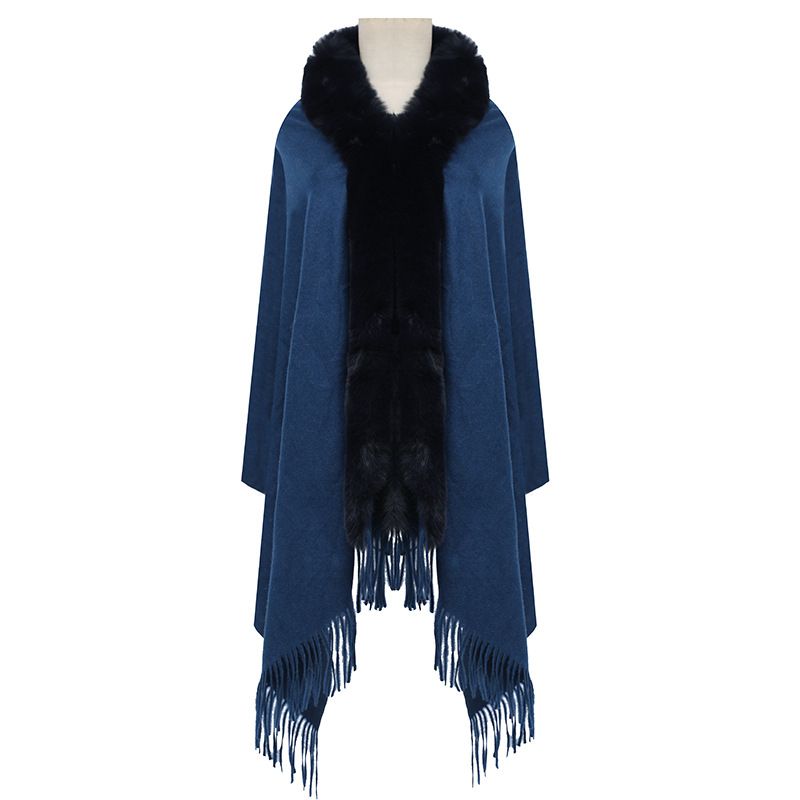 Winter wool collar scarf dual-use women's i mitation cashmere thick dress shawl_voghion.com