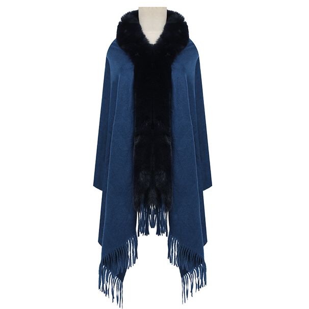 Winter wool collar scarf dual-use women's i mitation cashmere thick dress shawl_voghion.com