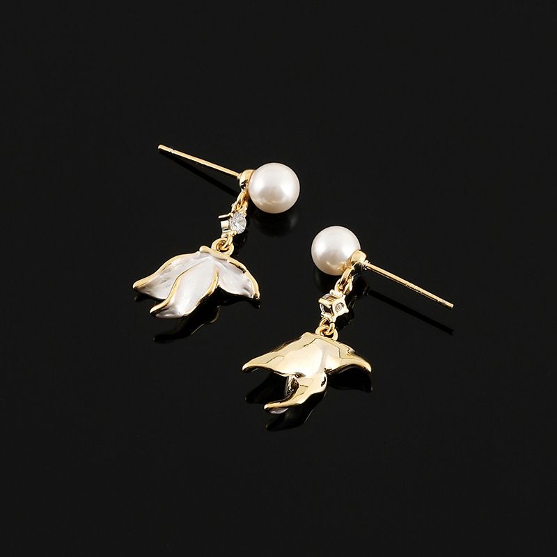 EH1313 Orecchini a clip con nappe a coda di sirena di perle uniche - Orecchini pendenti sottili e delicati, non forati_voghion.com