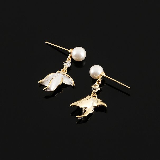 EH1313 Orecchini a clip con nappe a coda di sirena di perle uniche - Orecchini pendenti sottili e delicati, non forati_voghion.com