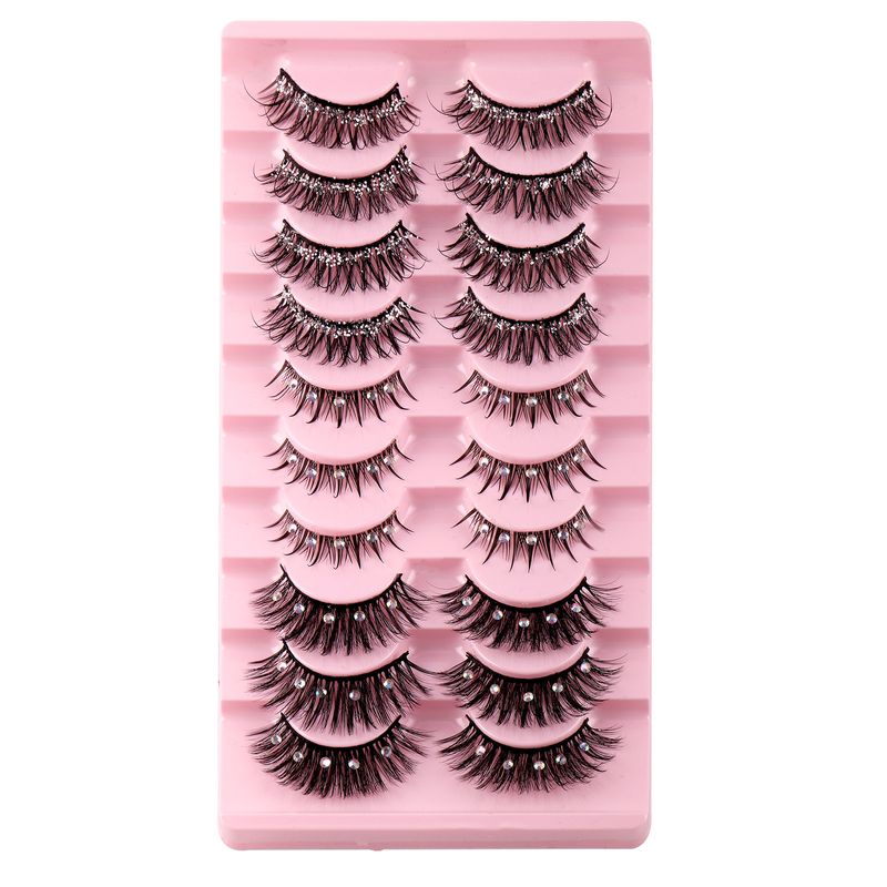Lash extension set 10 pairs of fitted diamond synthetic false eyelashes naturally curl multi-level messy false eyelashes_voghion.com