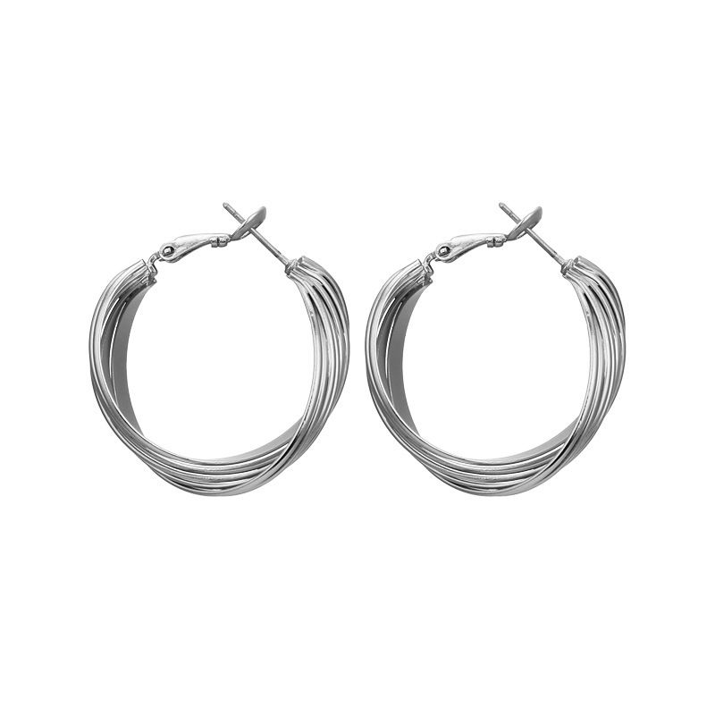 Retro Ins Style Geometric Metal Real Gold Twisted Atmospheric Earrings Earring_voghion.com