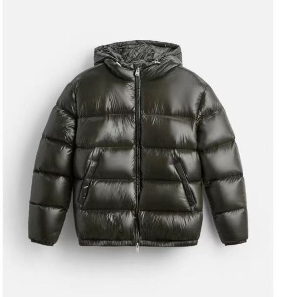Winter-Steppjacke für Herren – Verdickter Polyester-Kapuzenmantel, winddicht und leicht, gesteppte Oberbekleidung für kaltes Wetter (Schwarz/Dunkelgrün, XS-XXL)_voghion.com