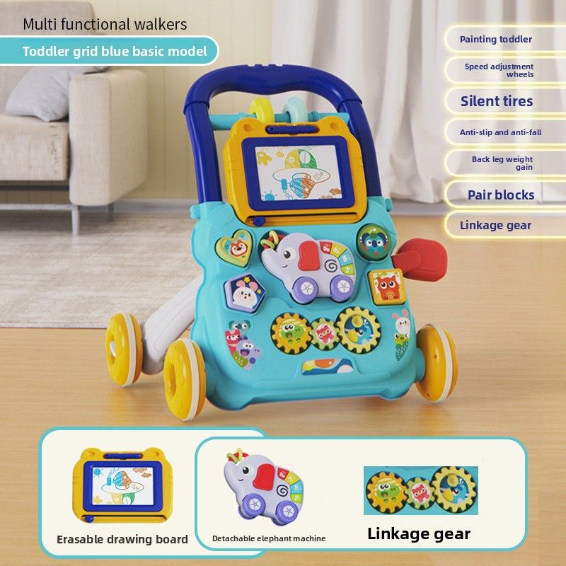 Baby Walker Trolley Baby Support Stand Artifact Walking Anti-rollover Trolley Music Drawing Board Toys_voghion.com