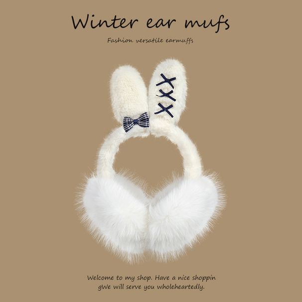 2025 Nuove cuffie antirumore a forma di coniglio per ciclismo invernale da donna, antifreddo e calde, antigelo, in peluche, riscaldanti per le orecchie_voghion.com