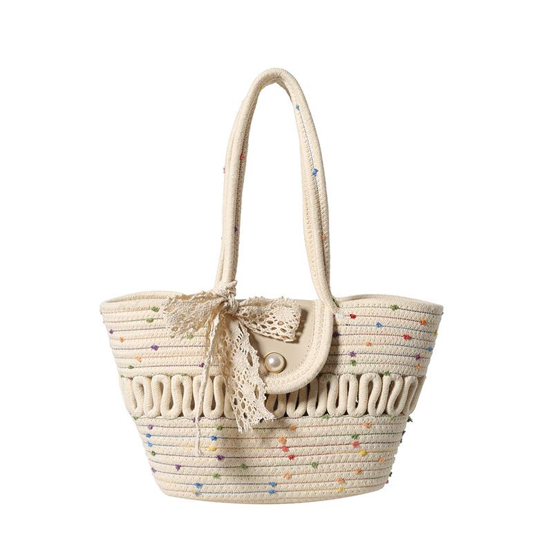 Texture unica per la borsa ascellare invernale a secchiello intrecciata in erba stile cinese della nuova moda estate 2024 da donna_voghion.com