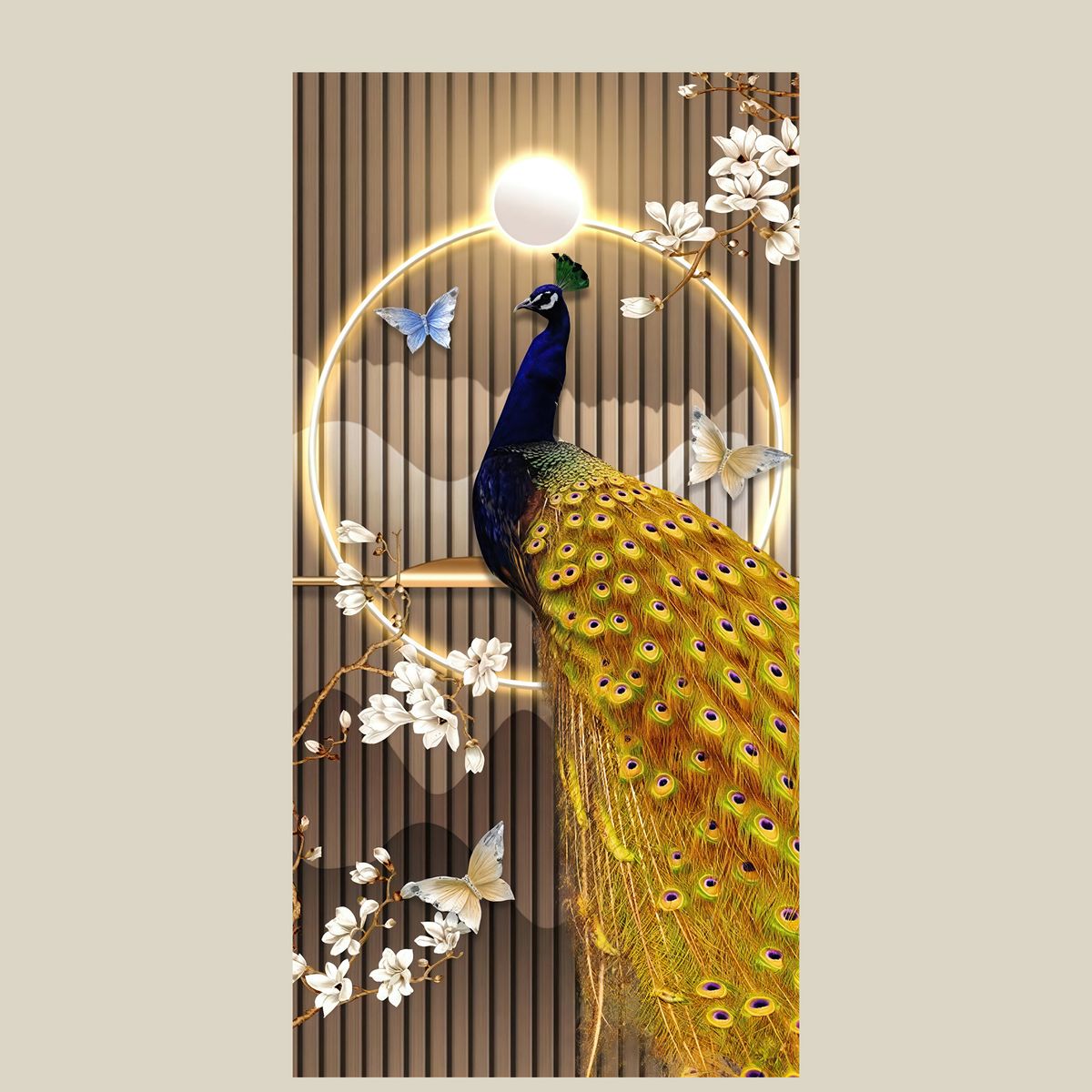 Heißer Verkauf Nordic Gold Pfau Öl Leinwand Licht Luxus Poster Druck Wand Kunst Wohnzimmer Dekorative Malerei_voghion.com