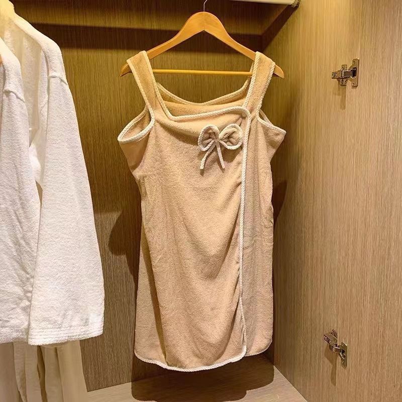 Accappatoio da donna, abito con spalline per studenti, asciugamano da bagno sottile e spesso, stile gilet, taglia grande per adulti_voghion.com