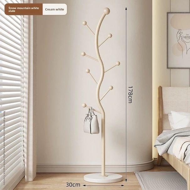 Cream Style Mesh Vertical Internet Celebrity Coat Floor-standing Clothes Simple Home Bedroom Bag Rack Living Room Marble_voghion.com
