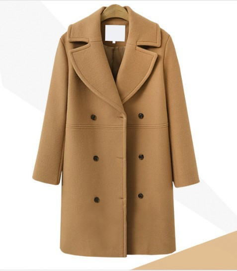 Autumn and winter large size women's woolen coats women's double-breasted mid-length windbreaker woolen coat _voghion.com