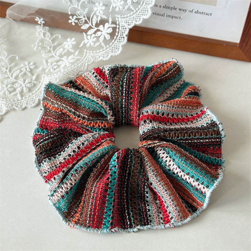 2025 New Summer Hollow Knit Women's Tie Handmade High-end Feeling Wrap Large Hair Bundle Hair Accessories_voghion.com