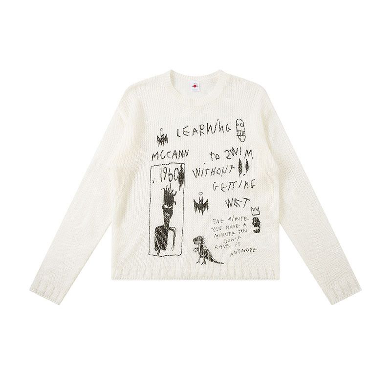 Maglione da uomo alla moda in stile graffiti americano, stile retrò, stile casual, girocollo, maniche lunghe, lavorato a maglia, per uomo e donna_voghion.com