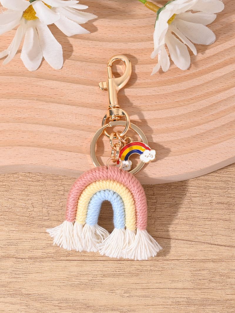Handgewebter Regenbogen-Schlüsselanhänger im böhmischen Stil, süßes Taschenzubehör, Autoanhänger_voghion.com
