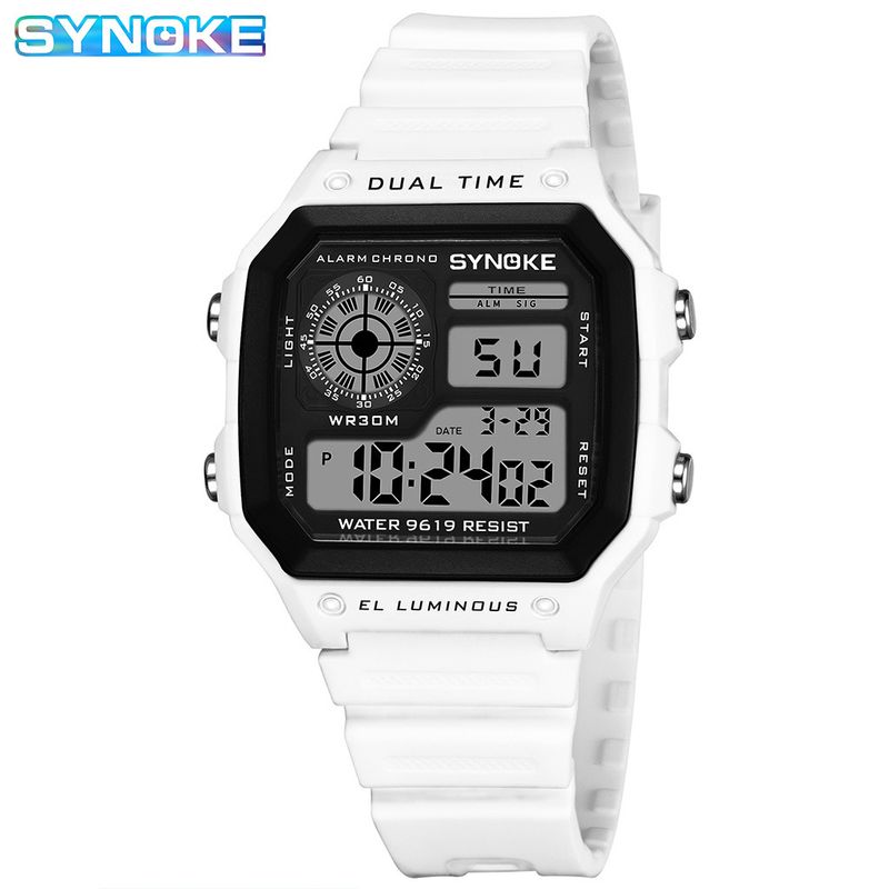 Men's Digital Sports Watch With Luminous Display, Waterproof Lightweight Square Design For Active Lifestyle Classic Student Watch_voghion.com