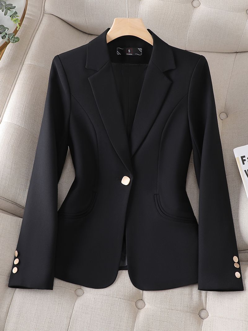 Yitimuceng, Blazers de manga larga para mujer, nueva moda de otoño 2023, chaqueta Formal ajustada Lisa para elegante Vintage con un solo botón_voghion.com