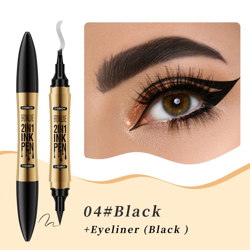 Hellokiss doppel kopf vier zinkigen flüssigkeit augenbrauenstift + eyeliner schnell trocknend wasserdicht augenbrauenstift neue produkt_voghion.com