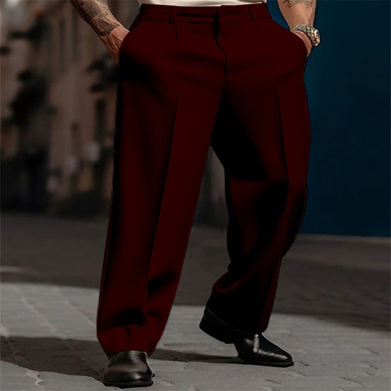 2025 Men's Formal Slant Pocket Straight Solid Color Breathable Outdoor Daily Outing Fashion Trousers_voghion.com