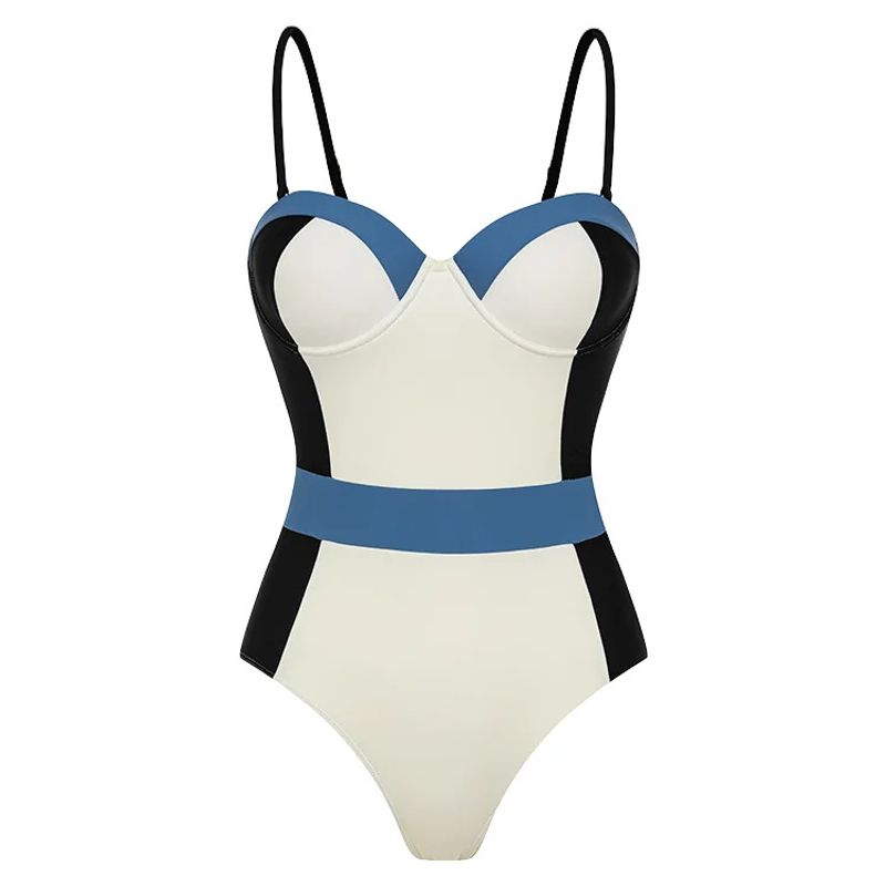 Women's Contrast Color One-Piece Swimsuit - Simple & Stylish Bathing Suit With Supportive Fit​​ ​​_voghion.com