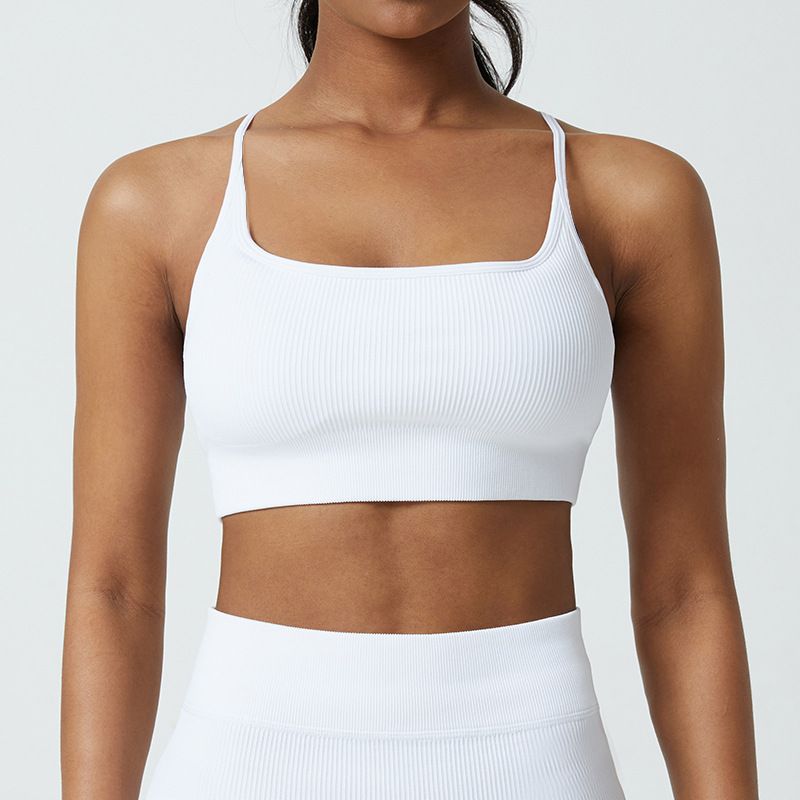 Abbigliamento da donna Top da yoga filettato Bella schiena Reggiseno sportivo Gilet Intimo estivo antiurto da donna Seno grande Abbigliamento esterno con cuscinetto per il seno_voghion.com