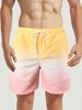 Men's Gradient Shorts Four-Point Boxer Swimming Trunks Men's Loose Waterproof Beach Pants Large Size Swimming Trunks_voghion.com