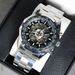 Men's Automatic Skeleton Mechanical Watch With Stainless Steel Band - World Time Function, 50mm Dial, Water Resistant Automatic Mechanical Steel Belt_voghion.com