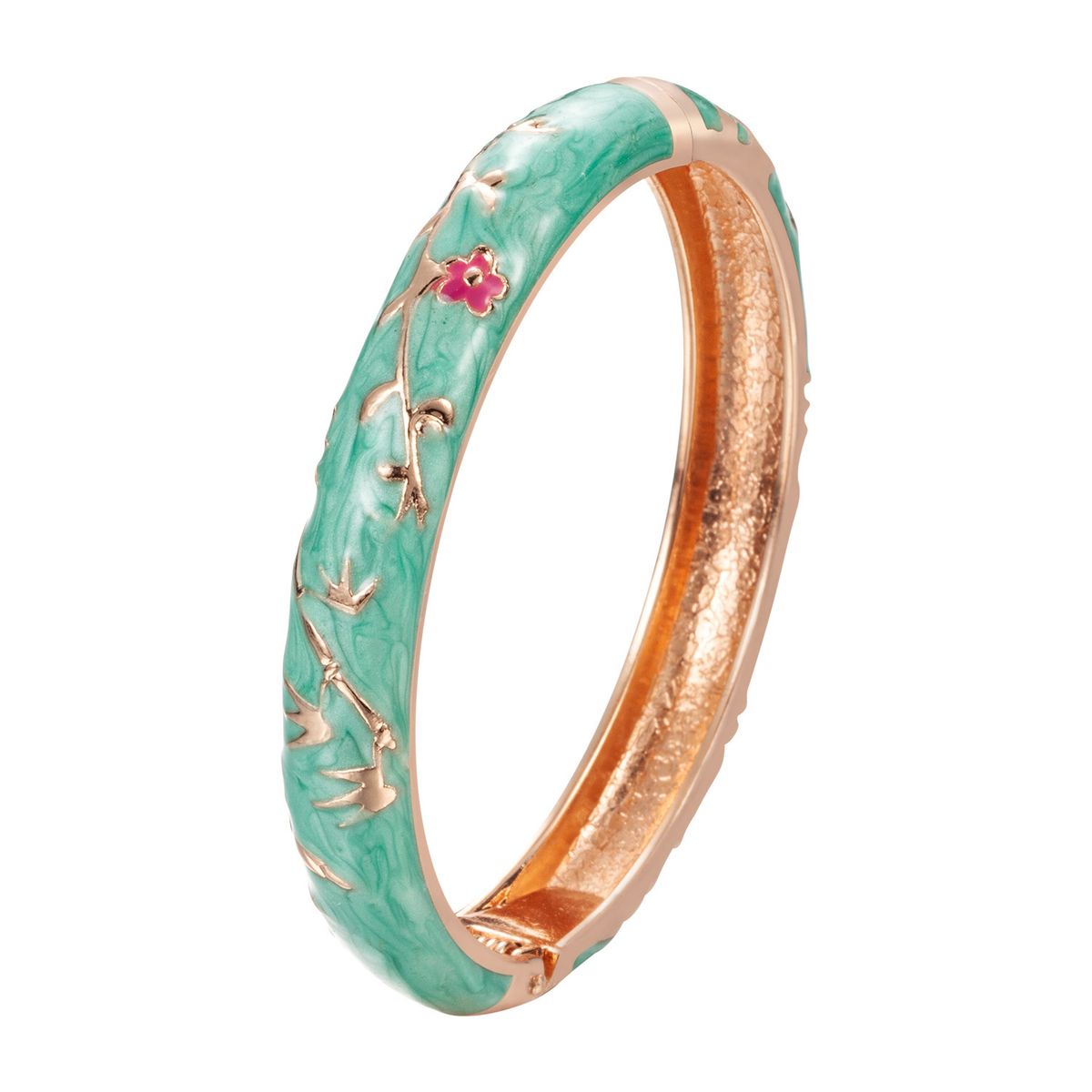 Ethnische Grüne Serie Blume Chinesischen Stil Pfingstrose Emaille Öl Tropf Lotus Armband Weibliche_voghion.com