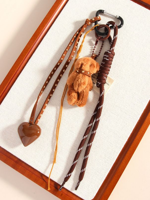 Breloques de sac faites à la main, pendentif de sac créatif en forme d'ourson avec nœud d'amour, porte-clés, pendentif de téléphone portable_voghion.com