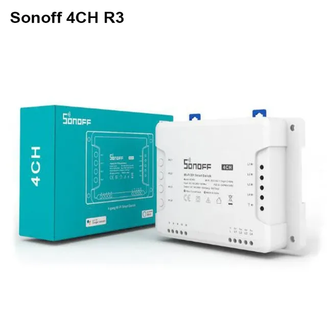 Sonoff 4CH R3/PRO R3 4 Way Mounting WiFI Wireless Smart Switch 433MHZ Remote Interrupter Relay Works with Alexa Google_voghion.com