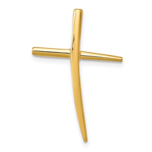 14K Polished Curved Cross Chain Slide_voghion.com