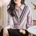 Fashionable Spring And Autumn New Clothing Turn-Down Collar Patchwork Chiffon Blouse Cardigan Women's Base Shirt_voghion.com