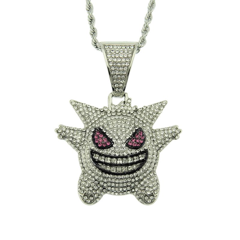 Kindheitserinnerungen Diamant-Hip-Hop-Anhänger dreidimensionaler Gengar-Anhänger HIPHOP Hip-Hop-Halskettenzubehör_voghion.com