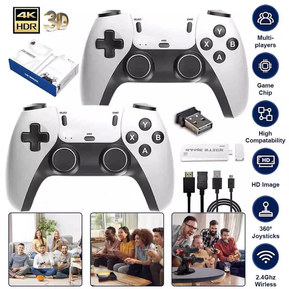 20000+ Spiele Kabellose Retro-Spielkonsole 64GB mit zwei 2,4G Wireless Controllern_voghion.com