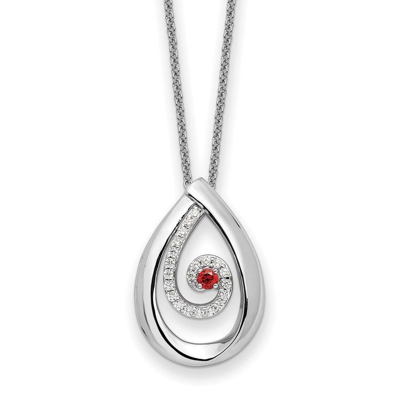 Sentimental Expressions Sterling Silver Rhodium-plated Red And Clear CZ In Memory Of My Mother 18in Necklace_voghion.com