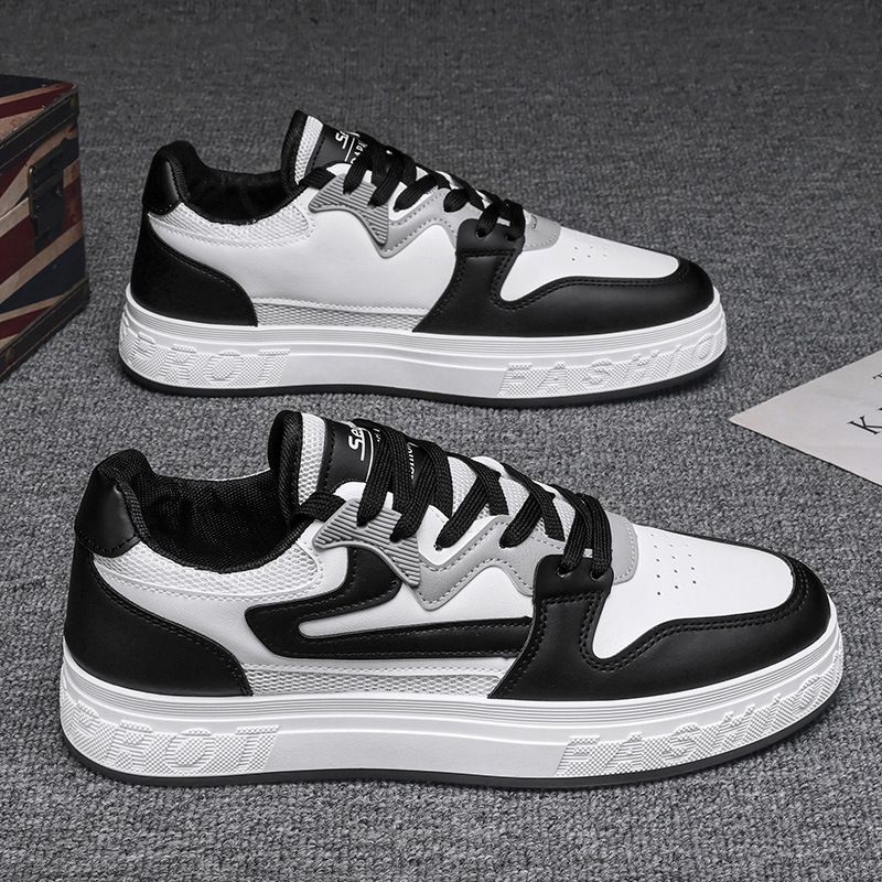 Sommer Mesh Atmungsaktive Board Schwarz Und Vielseitig Casual Sport Leder Kleine Weiße Schuhe Herren_voghion.com