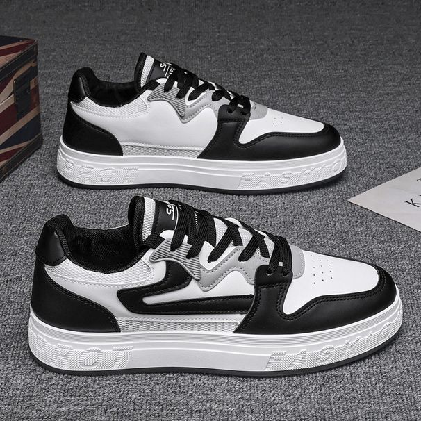 Sommer Mesh Atmungsaktive Board Schwarz Und Vielseitig Casual Sport Leder Kleine Weiße Schuhe Herren_voghion.com