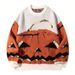 Halloween-Kürbispullover – Verspielter Jack-O'-Lantern-Jacquardpullover für Teenager und junge Erwachsene (S-XL, Creme)_voghion.com
