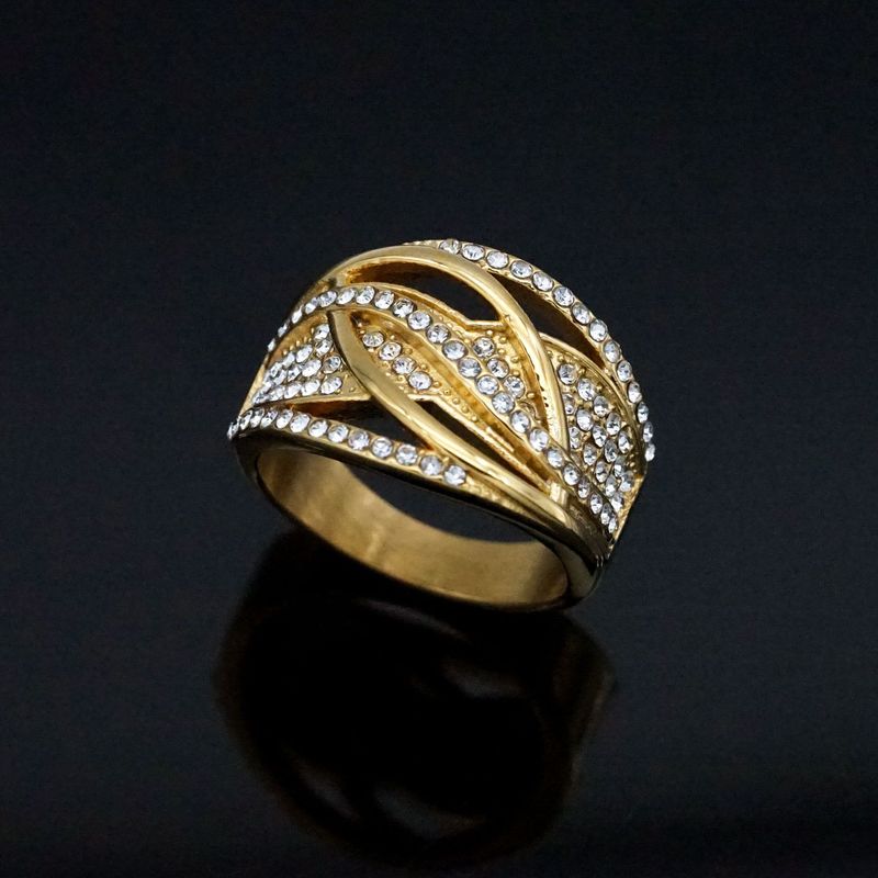 New Full Diamond Exquisite Line Wrapped Design Stainless Steel Index Finger Ring_voghion.com