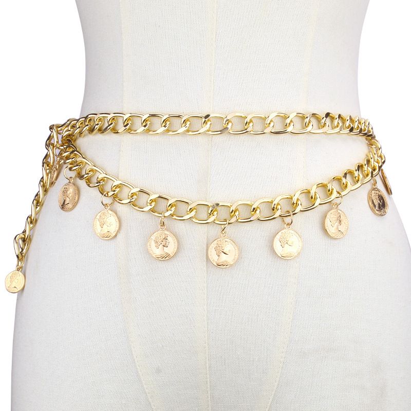 Gioielli Moda Metallo Bellezza Testa Ciondolo Nappa Doppio Strato Regina Avatar Catena Vita_voghion.com