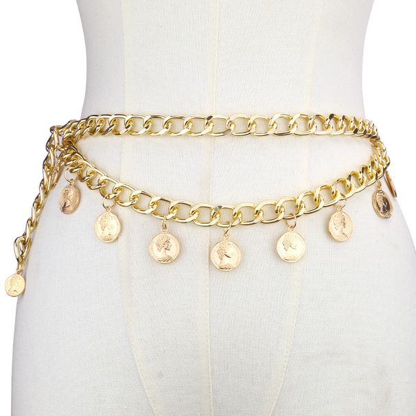 Gioielli Moda Metallo Bellezza Testa Ciondolo Nappa Doppio Strato Regina Avatar Catena Vita_voghion.com